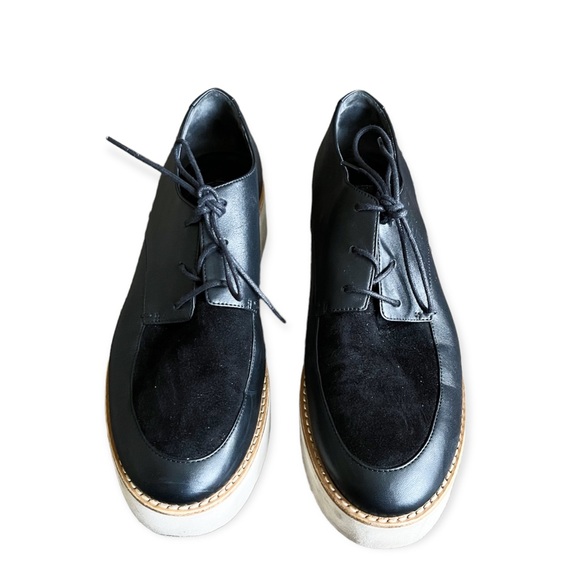 Vince Black Zina Leather & Suede Platform Loafers - Picture 1 of 6